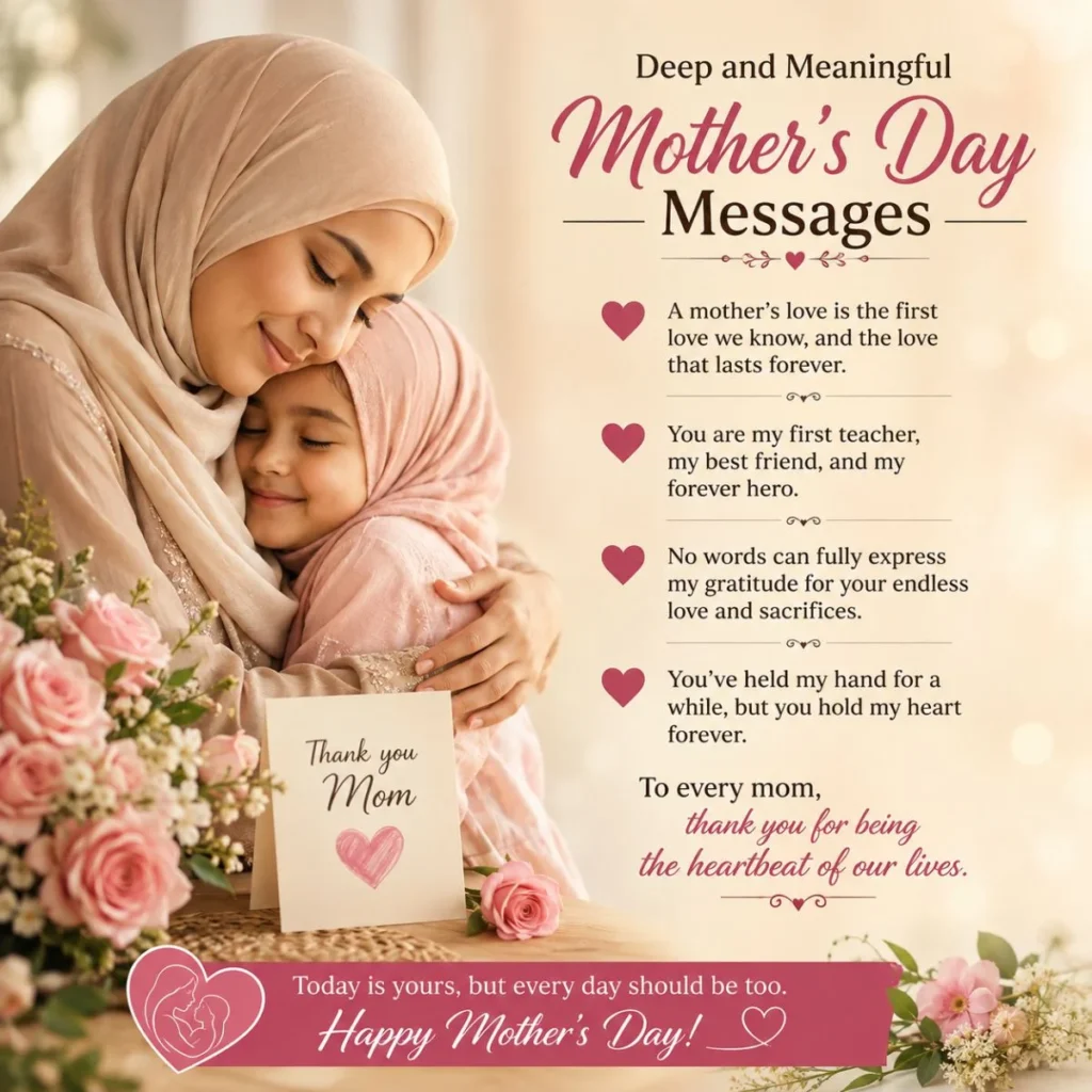 Deep and meaningful Mother’s Day messages with a loving mother and daughter embrace