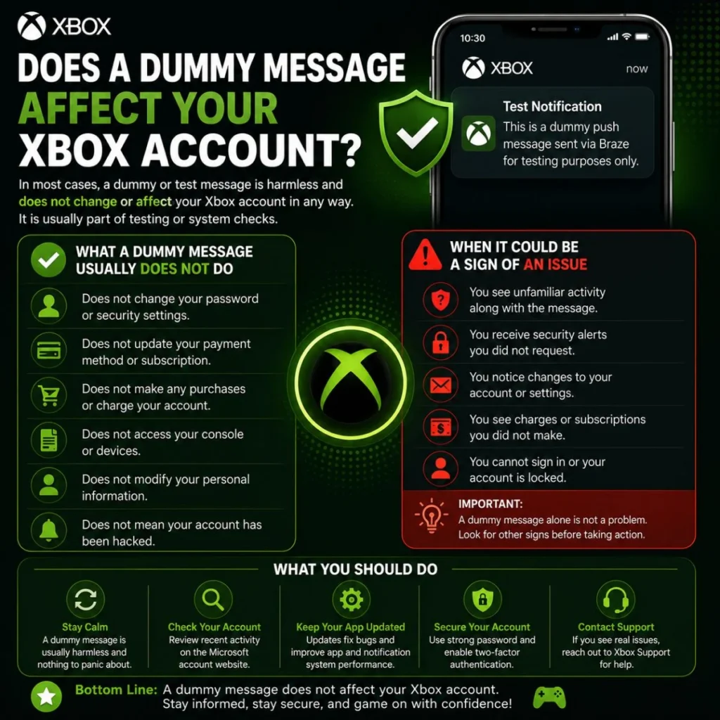 Does a dummy message affect your Xbox account? Learn what test notifications can and cannot do.