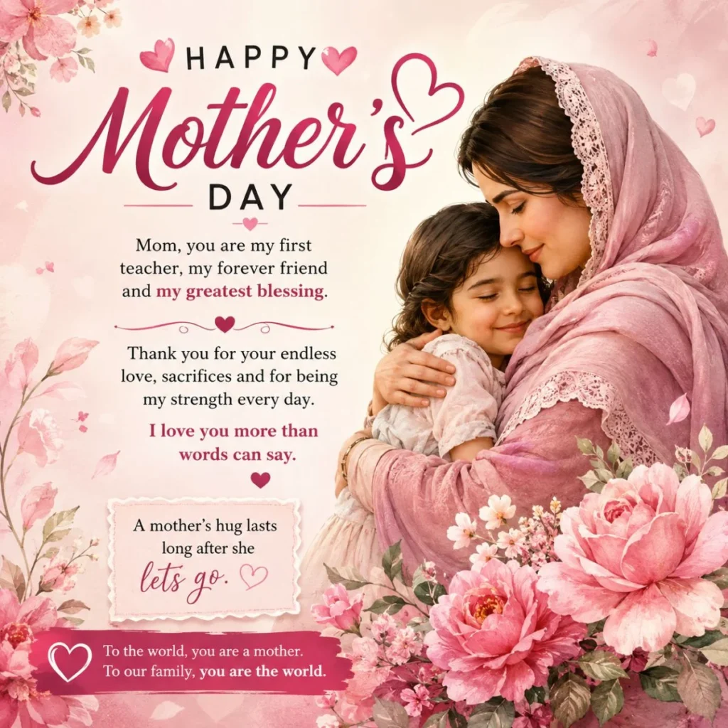 Emotional Mother’s Day message with mother and daughter sharing a loving hug