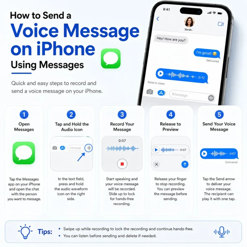 How to send a voice message on iPhone using the Messages app with simple step-by-step instructions
