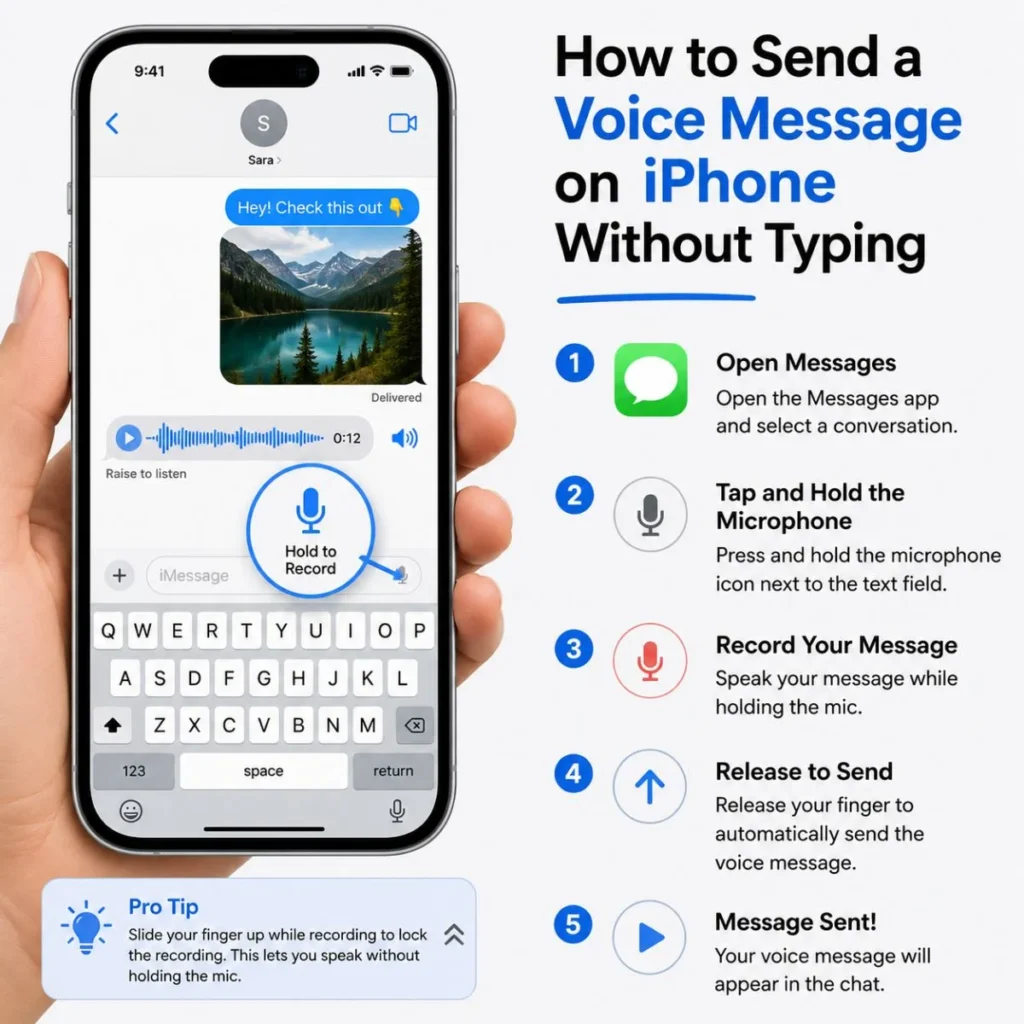 How to send a voice message on iPhone in Messages without typing