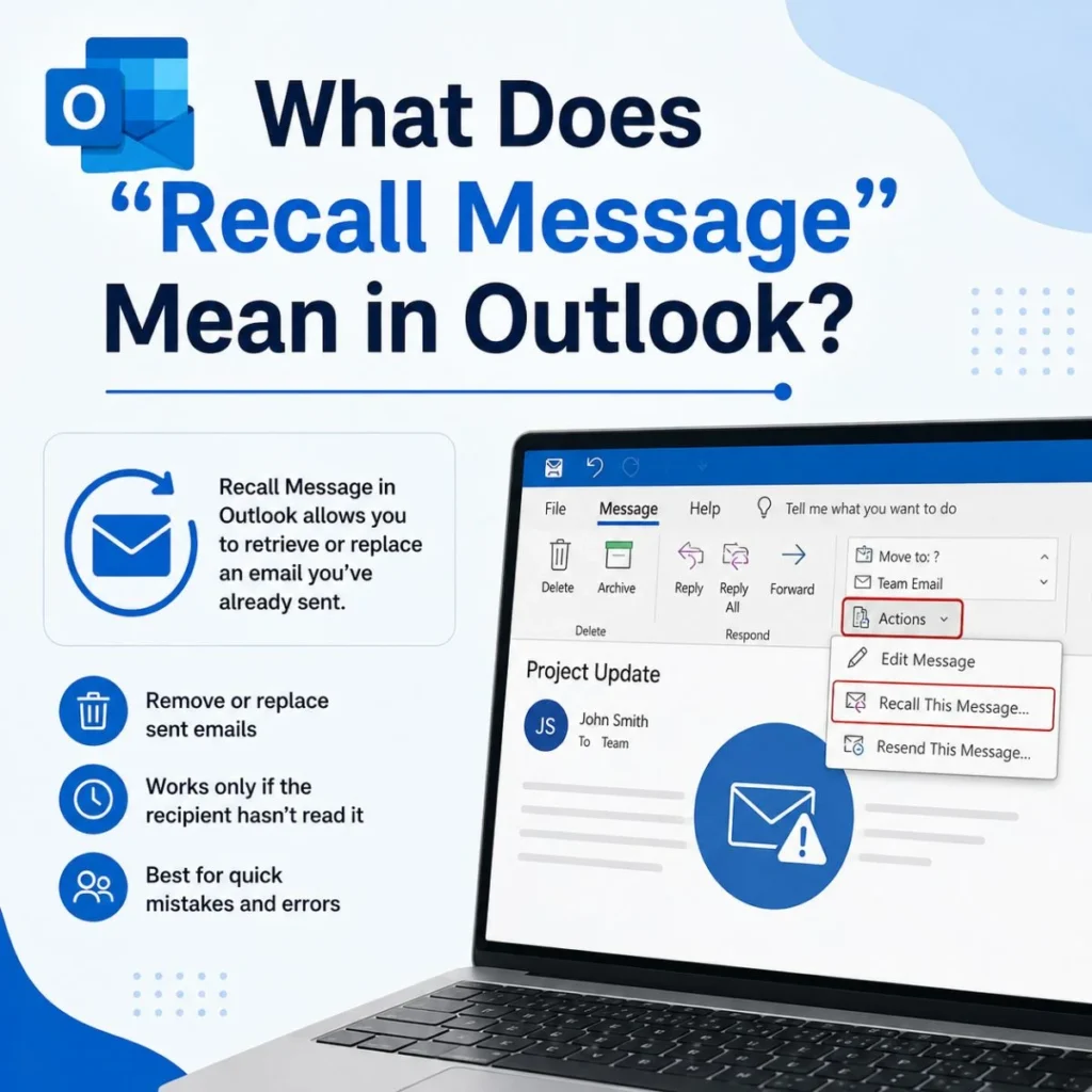 What does Recall Message mean in Outlook? Guide showing how to recall or replace a sent email.