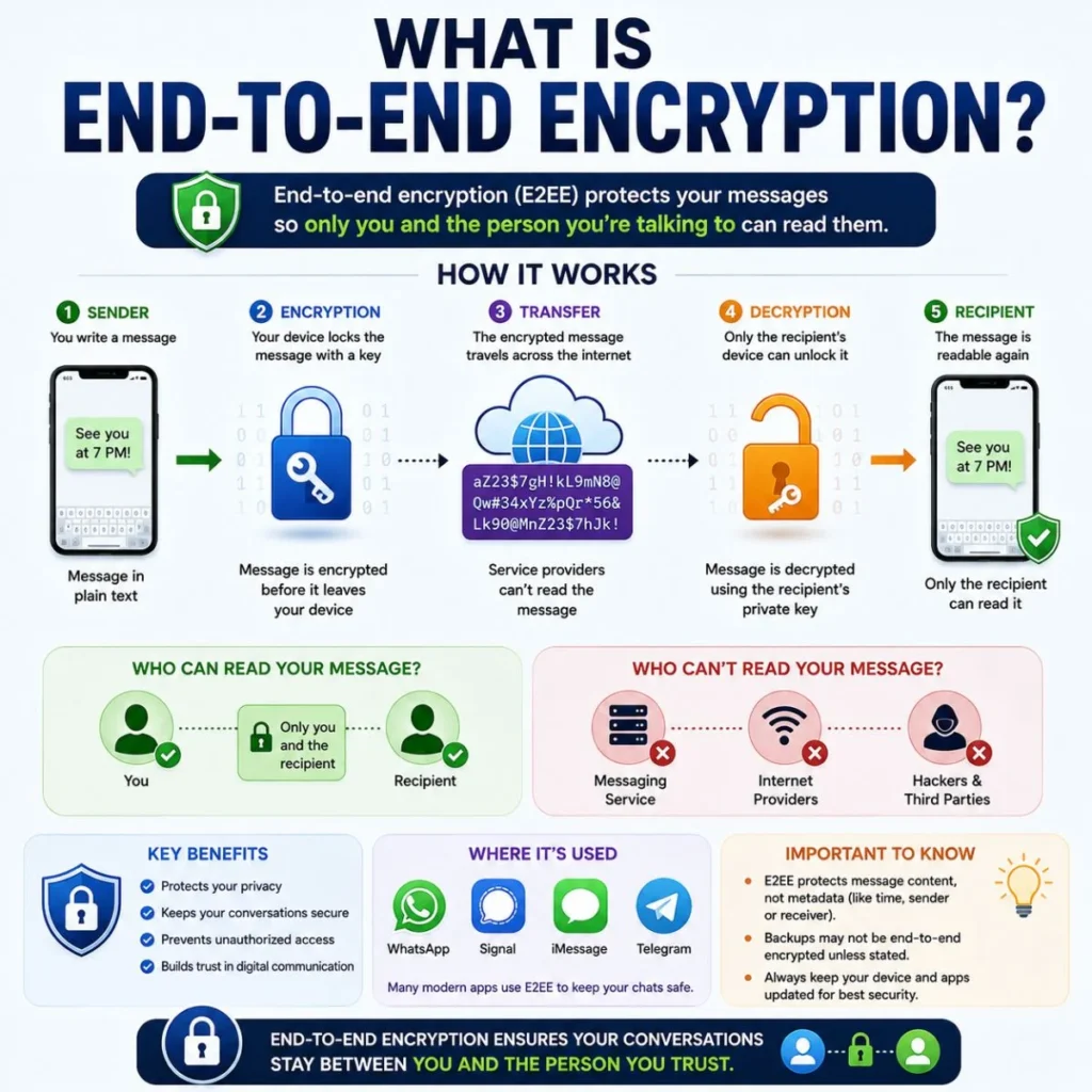 What is end-to-end encryption and how it keeps private messages secure between sender and recipient