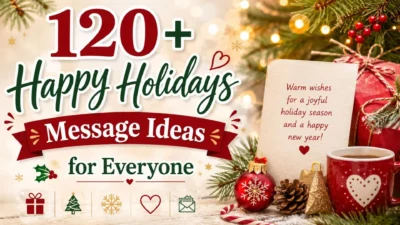 120+ Happy Holidays message ideas for everyone with festive Christmas decorations and warm holiday wishes