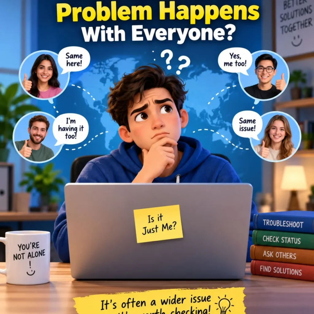 Check whether a problem affects everyone with a troubleshooting and outage verification concept.