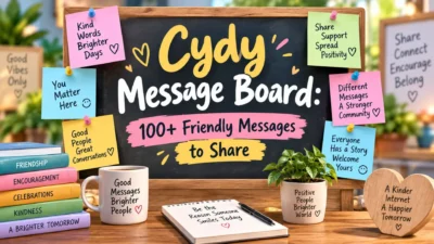 Cydy message board with 100+ friendly messages, colorful notes, and positive words to share