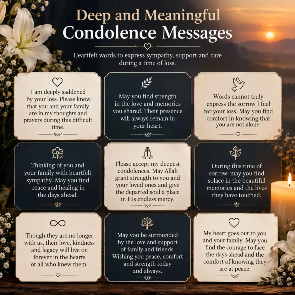 Deep and meaningful condolence messages with heartfelt words of sympathy, comfort, and remembrance