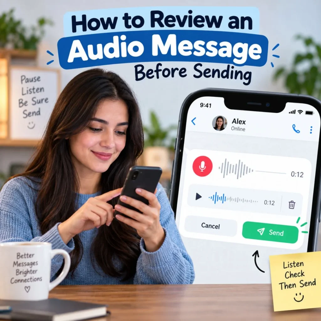 How to review an audio message before sending it on a smartphone