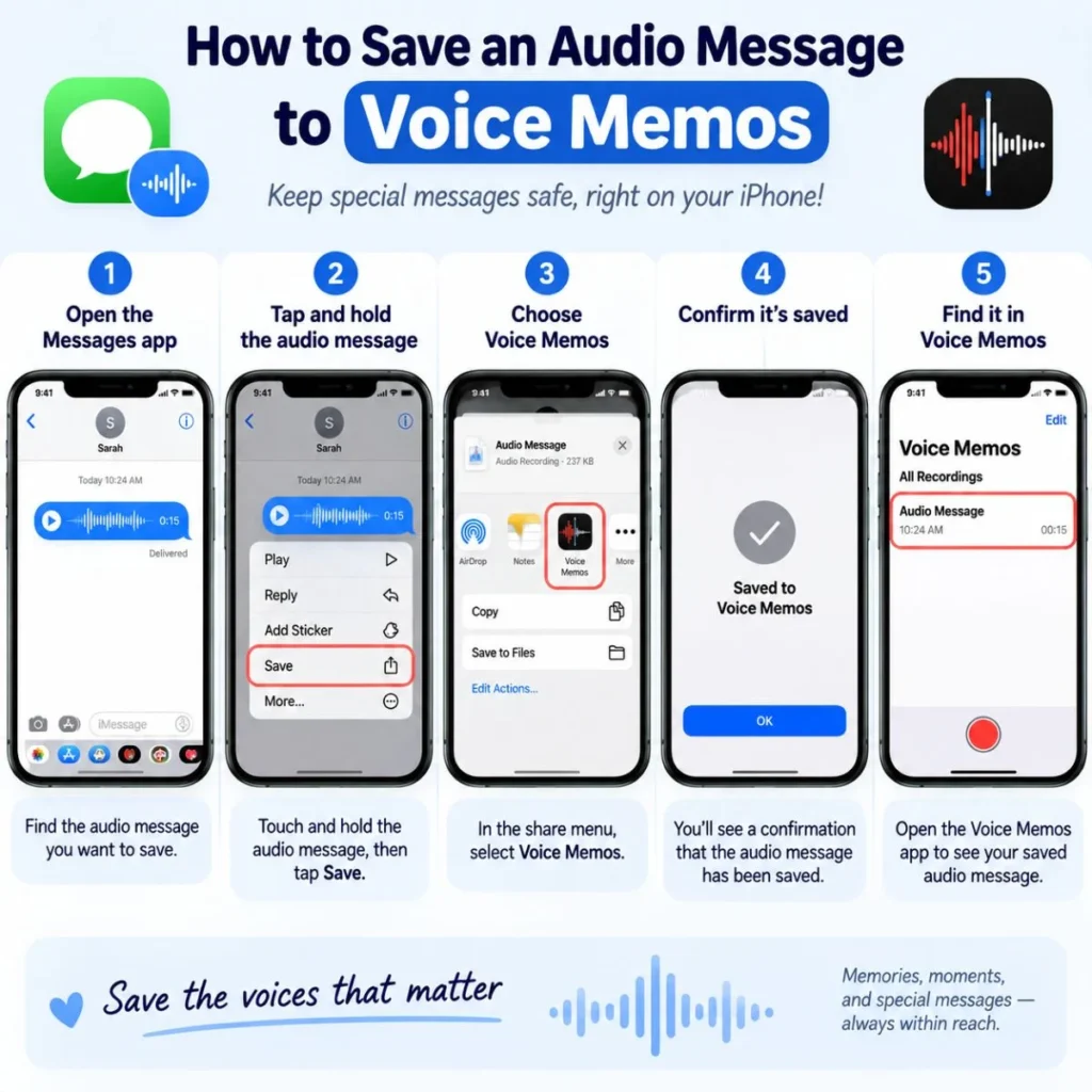 How to save an audio message to Voice Memos on iPhone with five simple steps