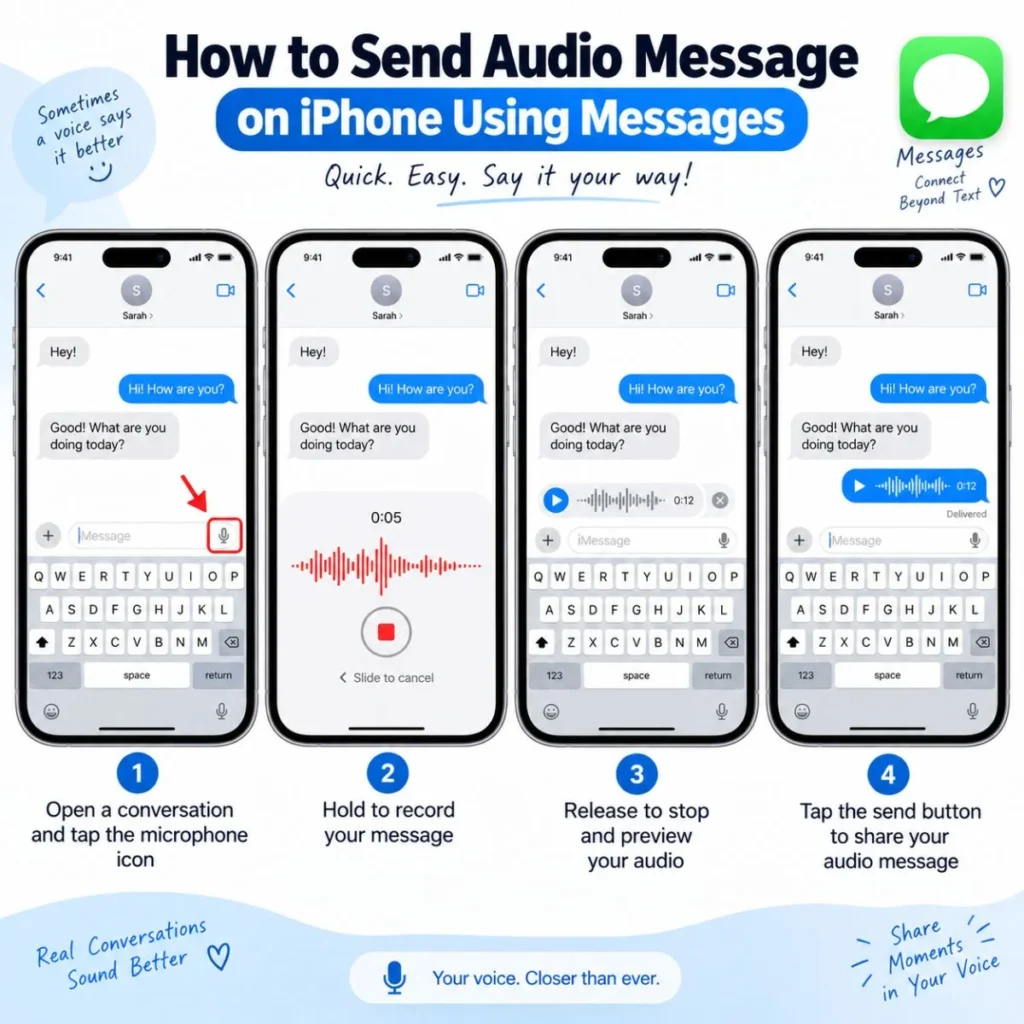 How to send an audio message on iPhone using the Messages app with four easy steps