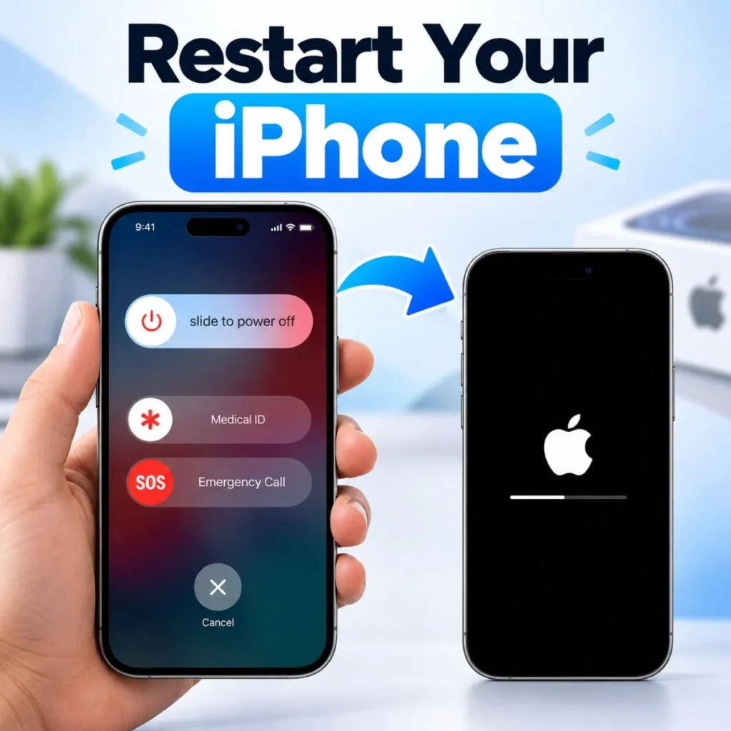 Restart your iPhone using the power-off screen and Apple restart process